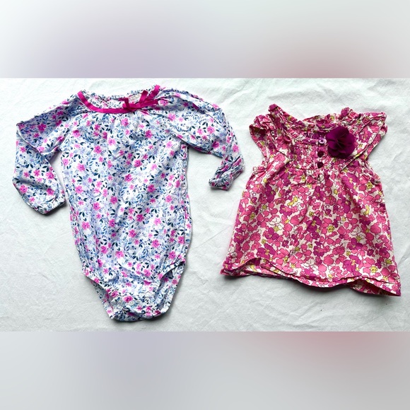 OshKosh B'gosh Other - OshKosh Baby Girl Floral Top & Long Sleeve Bodysuit Lot – Size 12M